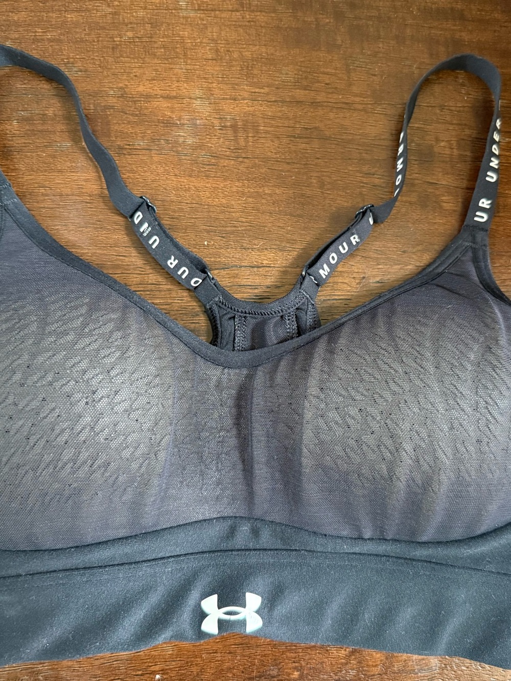 Under Armour Black Seamless Logo Sports Bra with Adjustable Straps
